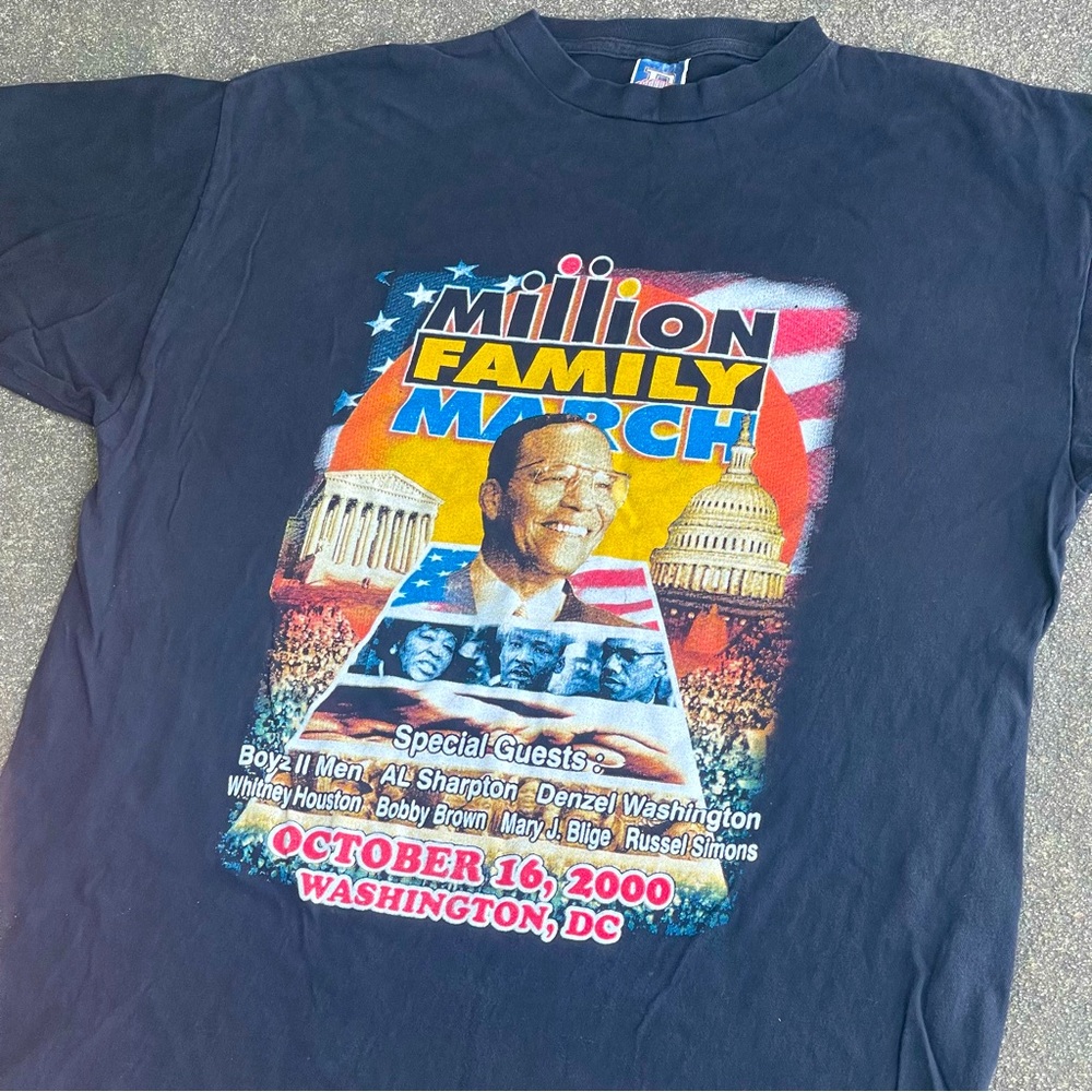 Vintage Million Family March Washington, DC Double Sided Graphic T-Shirt XL Y2K